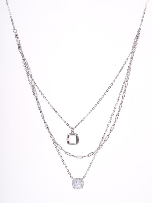 Amee Stacked Spark Silver Necklace
