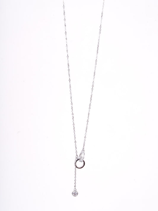 Amee Infinite Orbit Charm Silver Necklace