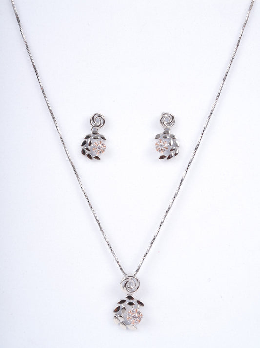 Amee Leaf Kissed Floral Silver Set