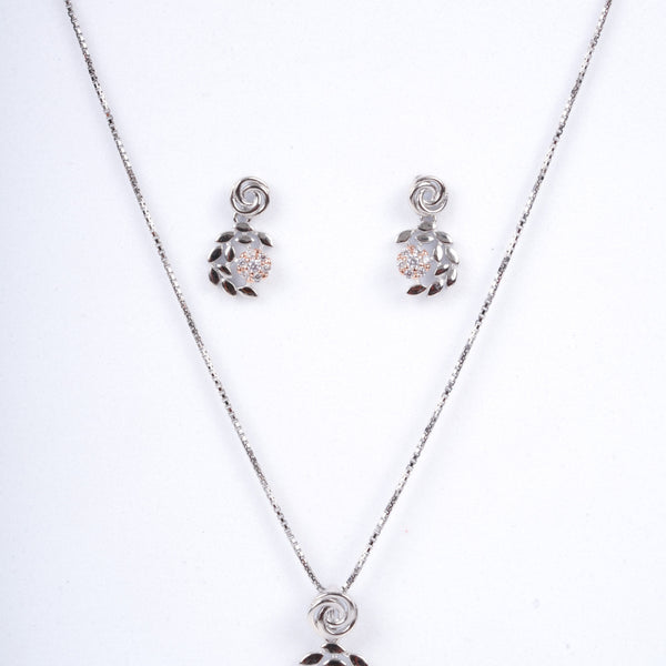 Amee Leaf Kissed Floral Silver Set