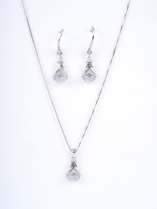 Amee Diamond Drop Silver Set