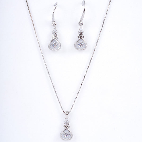 Amee Diamond Drop Silver Set