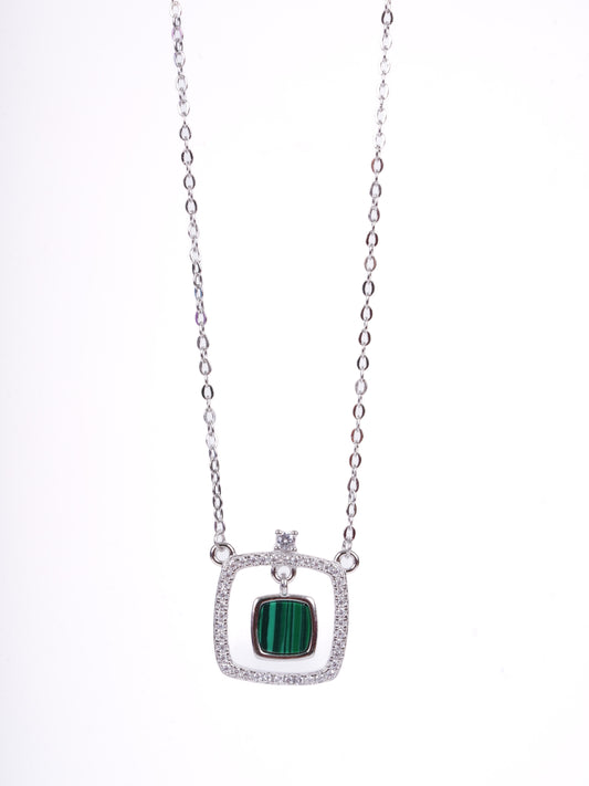 Amee Regal Emerald Silver Pendant