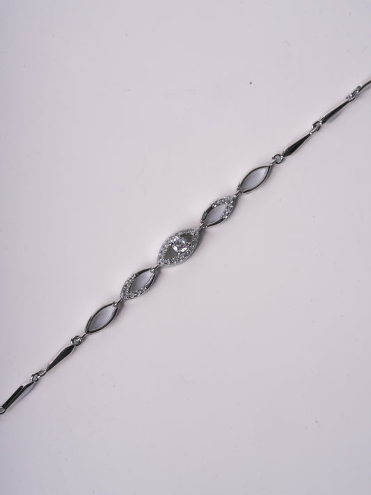 Amee Studded Evil Eye Silver Bracelet