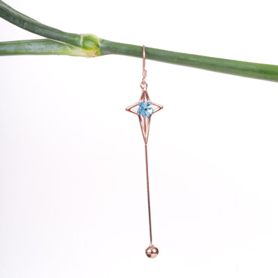 Amee Twinkling Blue Star Silver Earrings