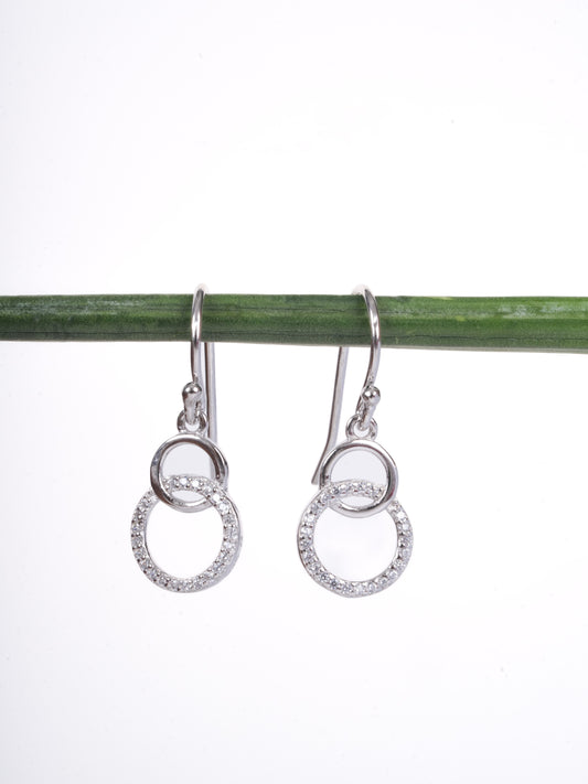 Amee Circle Spark Silver Earrings