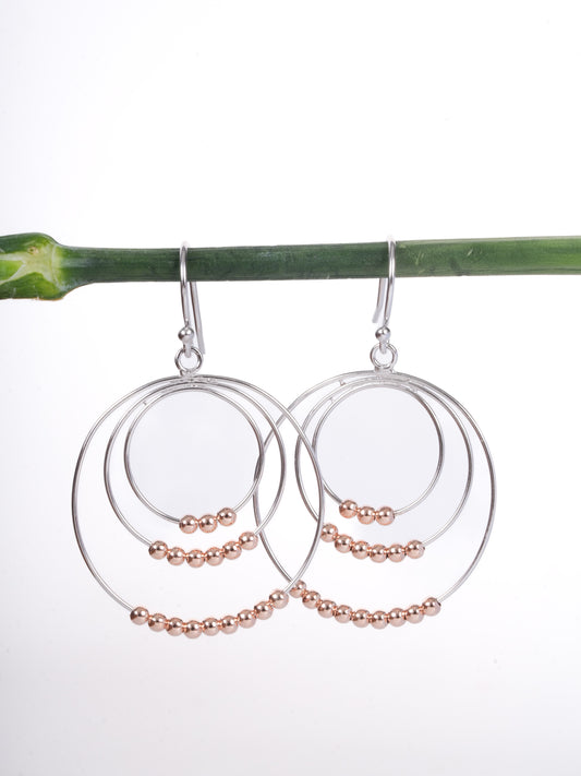 Amee Beaded Hoops Silver Earrings