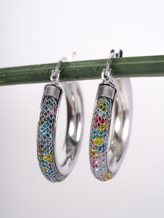 Amee Joy Hoops Silver Earrings