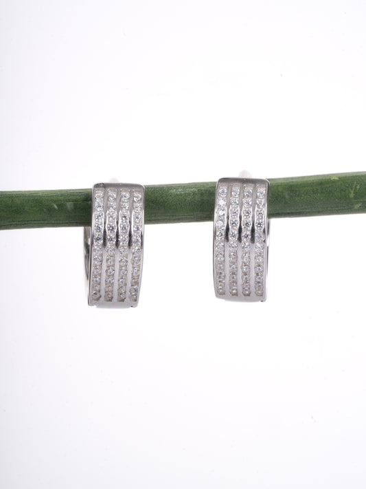 Amee Ice Loop Hoops Silver Earrings