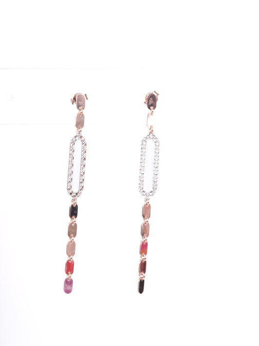 Amee Bronze Bling Dangling Silver Earrings