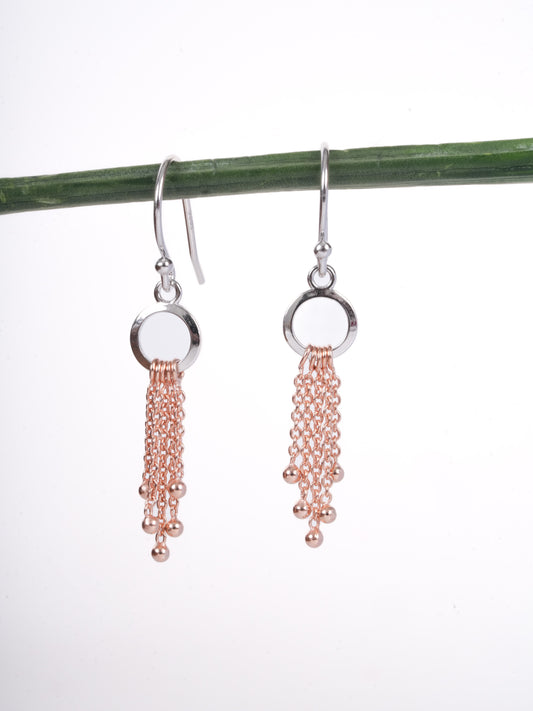 Amee Peach Tassle Touch Silver Earrings