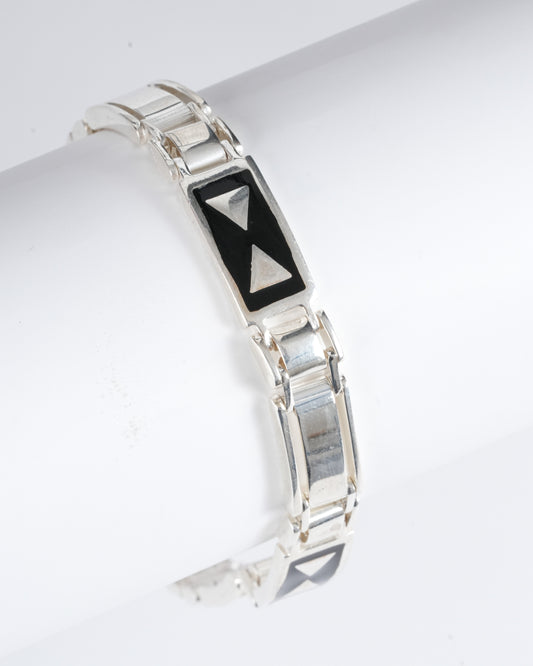 Amee Pyramid Lock Silver Bracelet