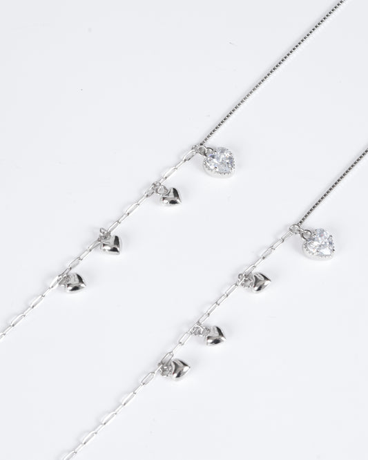 Amee Heartsong Silver Anklets