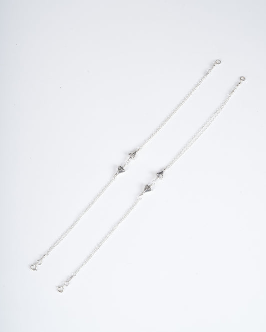 Amee Triagon Silver Anklets