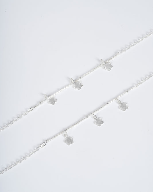 Amee Whispers of Bloom Silver Anklets