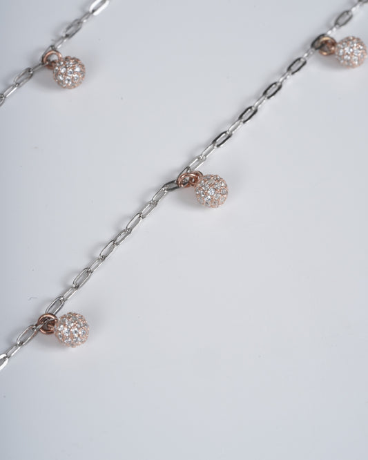 Amee Disco Dot Silver Anklets