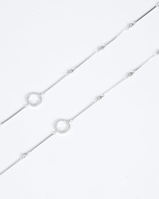 Amee Halo Trail Silver Anklets